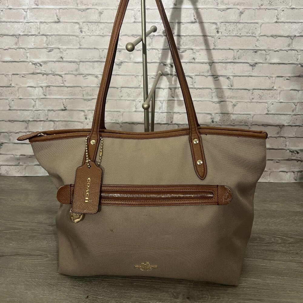 Coach Sawyer Canvas/ Leather Tote Bag